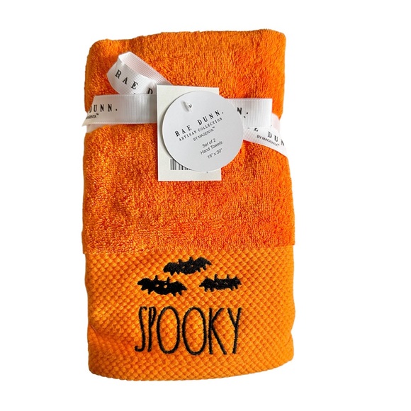 Rae Dunn Other - ‼️SOLD‼️ NWT Rae Dunn “Spooky” orange hand towels